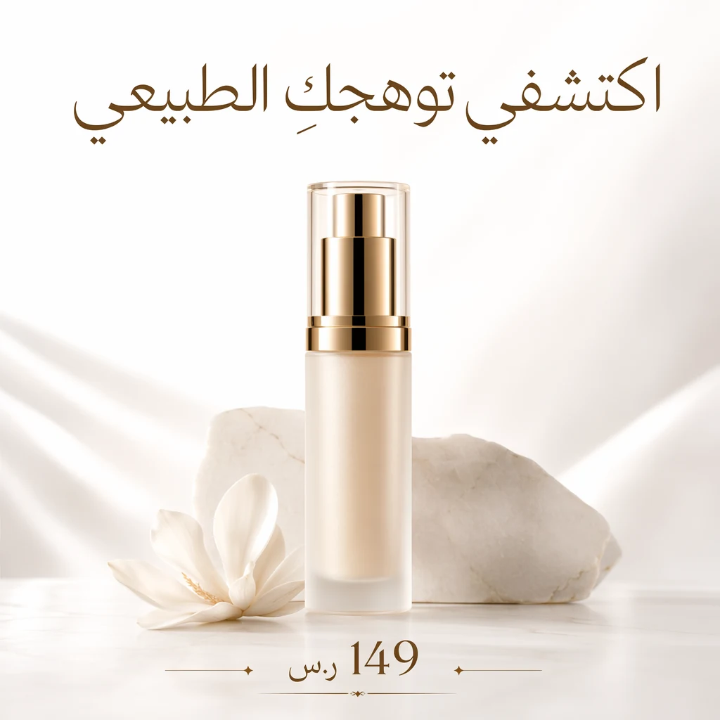 동일한 스킨케어 광고 — 아랍어 버전, 오른쪽-왼쪽 조판이 정확