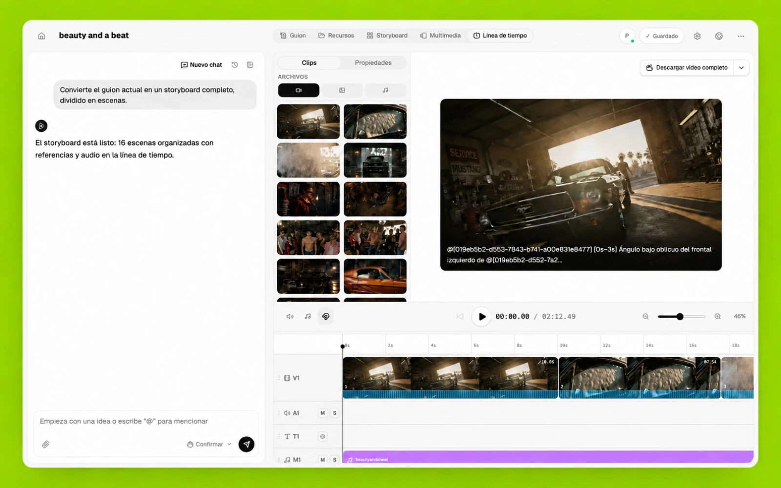 Edición de vídeo multipista terminada en la línea de tiempo de Pixo